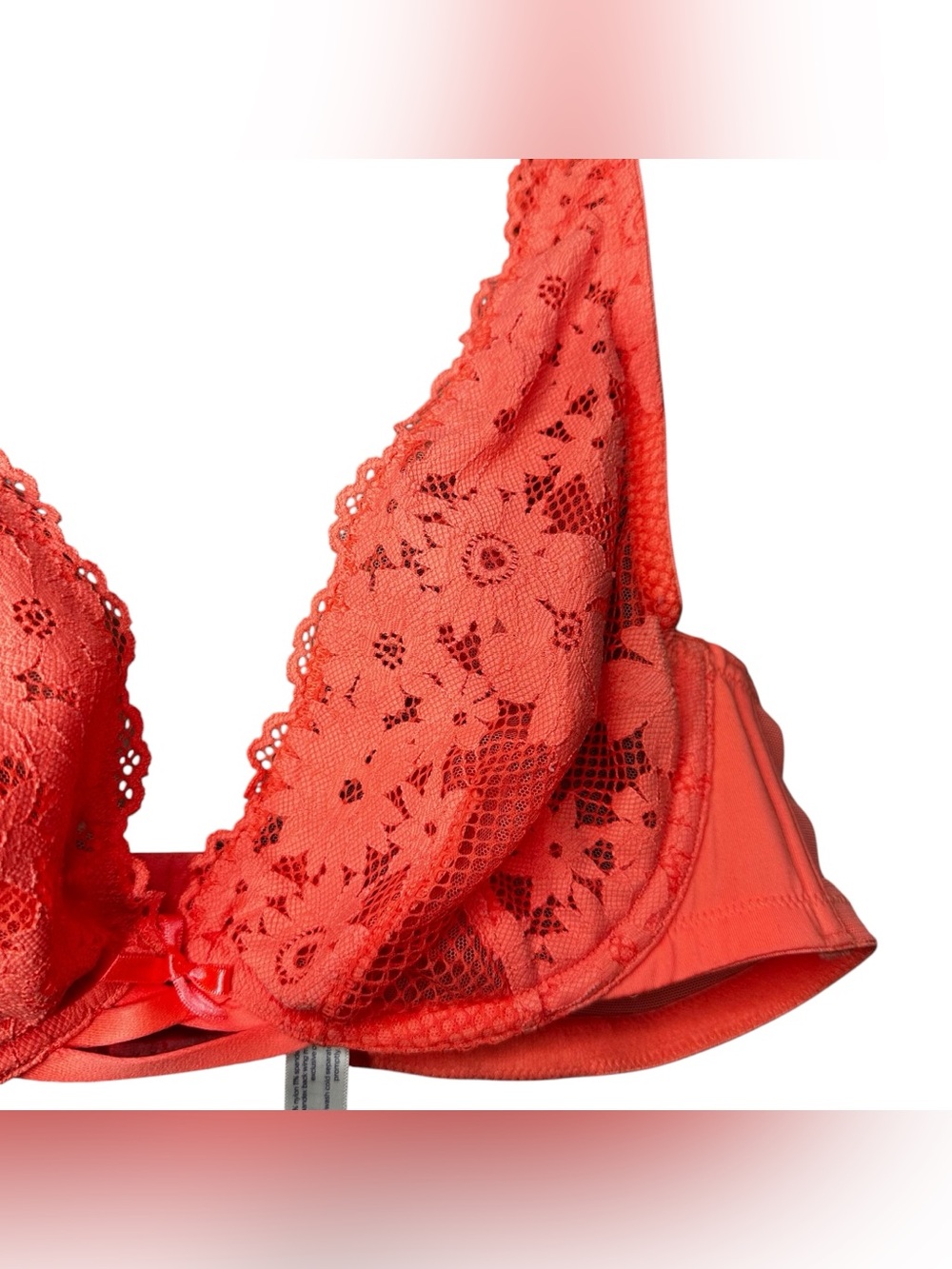 Cacique 38C Coral Lace Underwire Bra Floral Lace Balconette - Picture 5 of 11